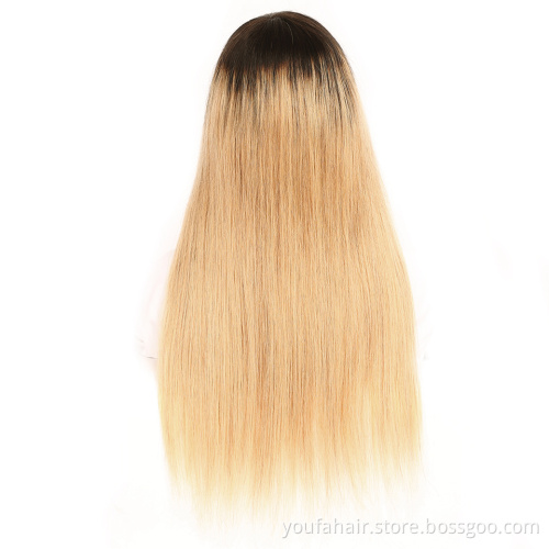 Wholesale Bangs Wig Brazilian Remy Straight Hair Human Hair Wigs For Women Ombre Color Non Lace Full Machine Made Wig With Bang